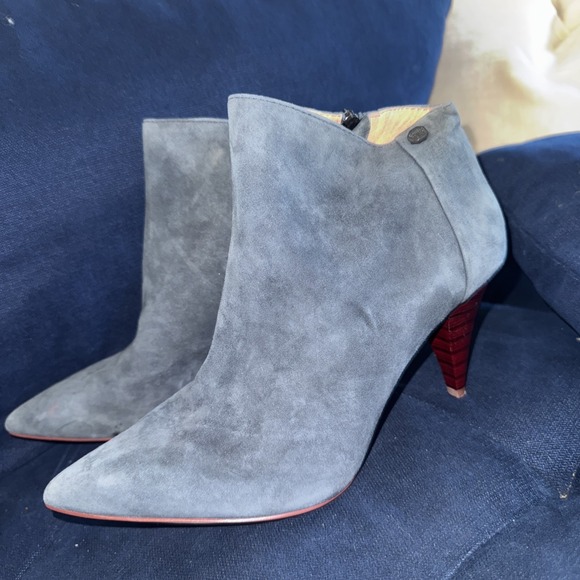 Louise et‎ Cie Warley Low Leather Suede Womens Bootie Size 10 M Blue Red Wood - Picture 1 of 13